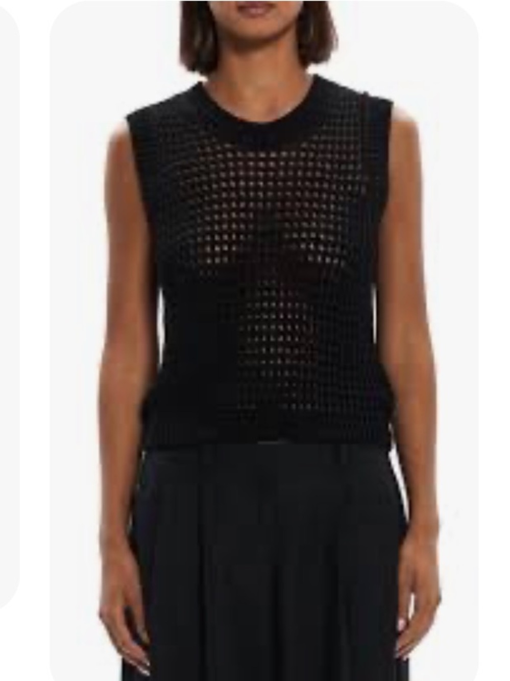 Frame Sleeves Open Knit Black Sweater Vest size Medium